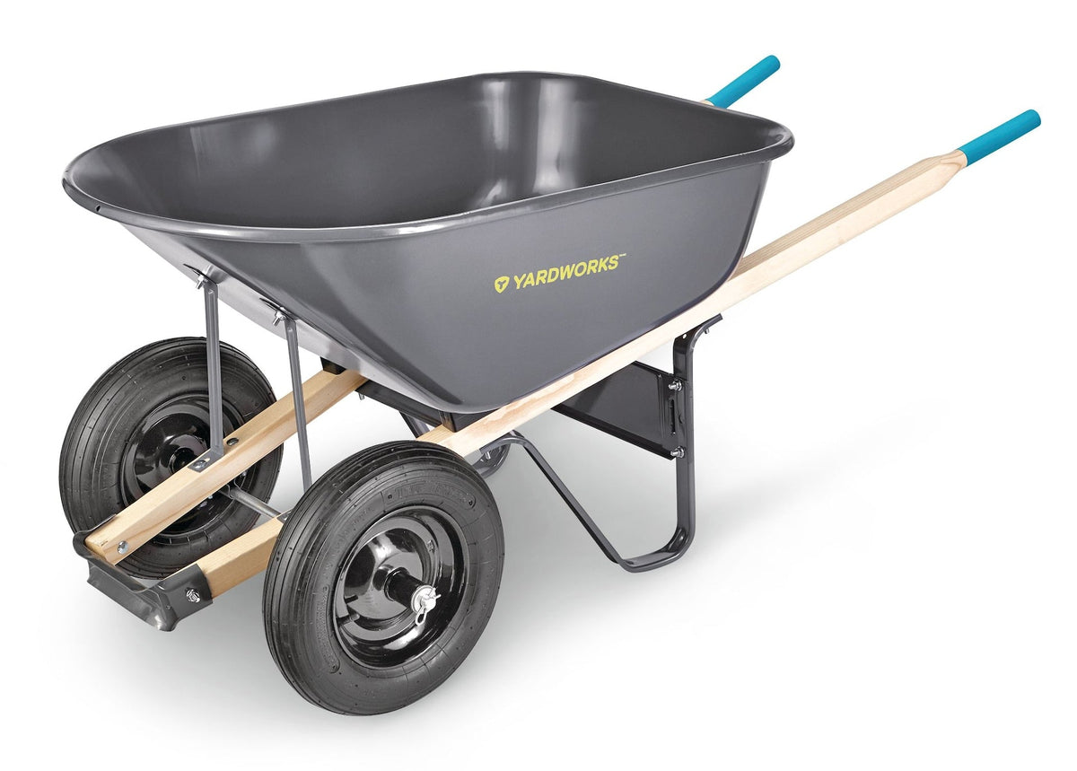 Steel Tray 2-Wheel Garden Wheelbarrow, 6-cu-ft