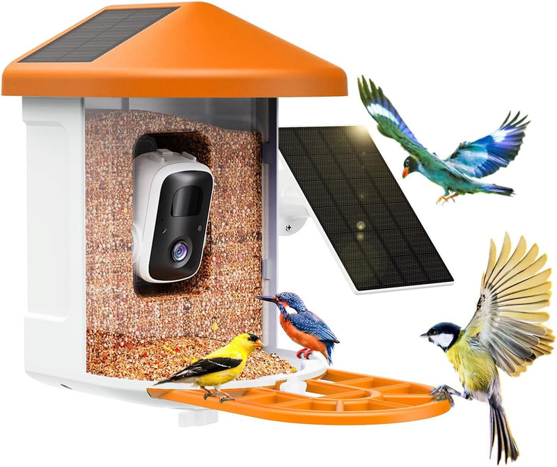 Bird Feeder with Camera with AI Identify Birds Species Solar Panel, Smart Bird House with Cam, 2K Live View, Instant Arrival Alerts A5181