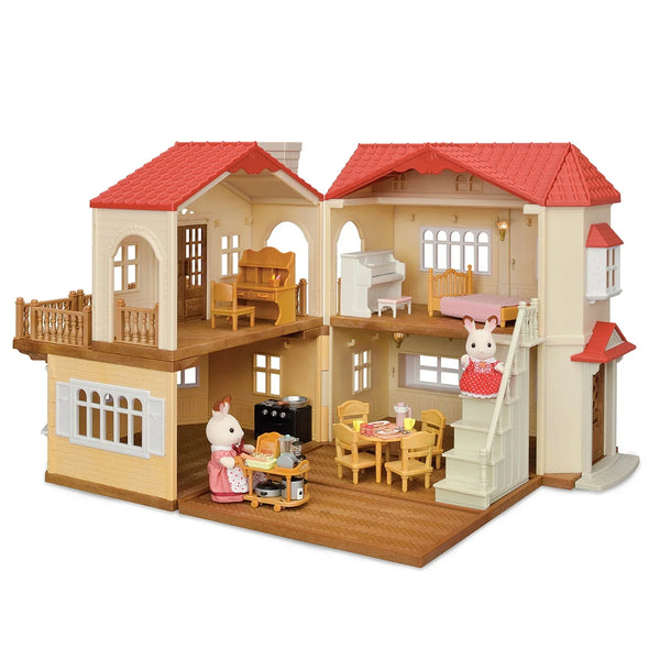 Calico Critters Red Roof Country Home, Dollhouse Playset with Figures, Furniture and Accessories S1259