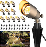 Solid Brass Outdoor Uplights & Accent Light Fixtures, Heavy Duty 12V Low Voltage LED Landscape Lighting Bronze, Wired Spotlights for Garden,Lawn,Patio and Yard Without LED Bulb (12 Pack)