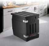 Food tray transportation box, 95-gallon insulated box for the catering industry, LLDPE food tray box with double clasps, front-mounted food heater with handle, suitable for stacking end loaders in restaurants, canteens, etc. black