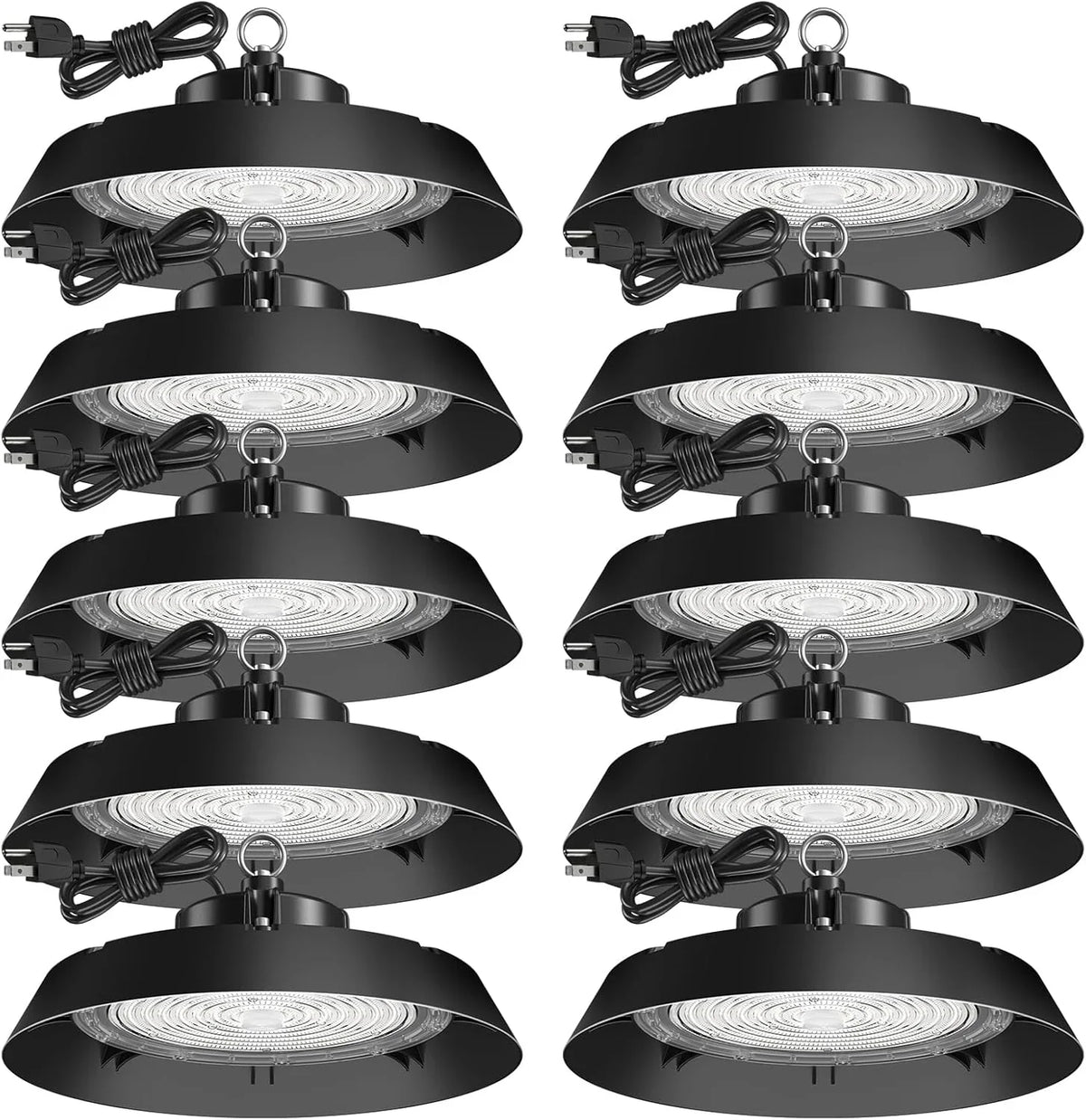 200-watt, 10 sets of UFO lamps, LED ceiling lights, 28,000 lumens, 5000K LED ceiling lights, 5-foot cable, can replace 650-watt metal halide/hot mercury lamps, suitable for gyms, factories, barns and storage areas.