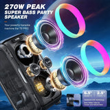 Peak Party Large Wireless Speaker - Maximum Volume Amplifier / 12 Custom Low-End Units / Up to 125 Decibels for 6.5-inch x 2 Low-End Speakers / Deepest Bass Effect, Large Portable Wireless Speaker, IPX5 Water Resistance Rating / Microphone Jack / RJ