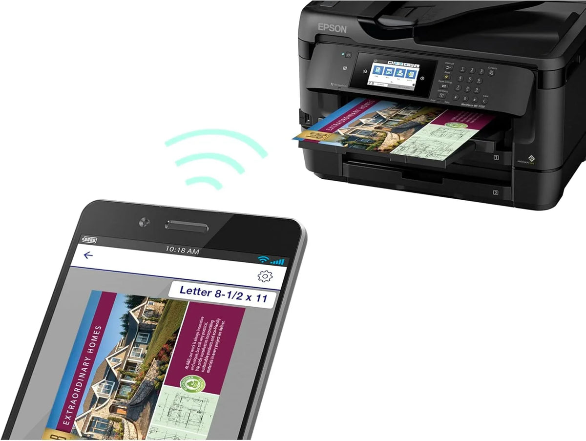 Wireless wide-format color inkjet printer, featuring functions of copying, scanning, faxing, wireless connection and Ethernet.