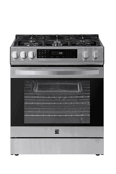 22-76853 5.6 cu. ft. Front-Control 5 Burner True Convection Gas Range with Oven, Large Window, Three Oven Racks, Dishwasher Safe Cast Iron... V7792