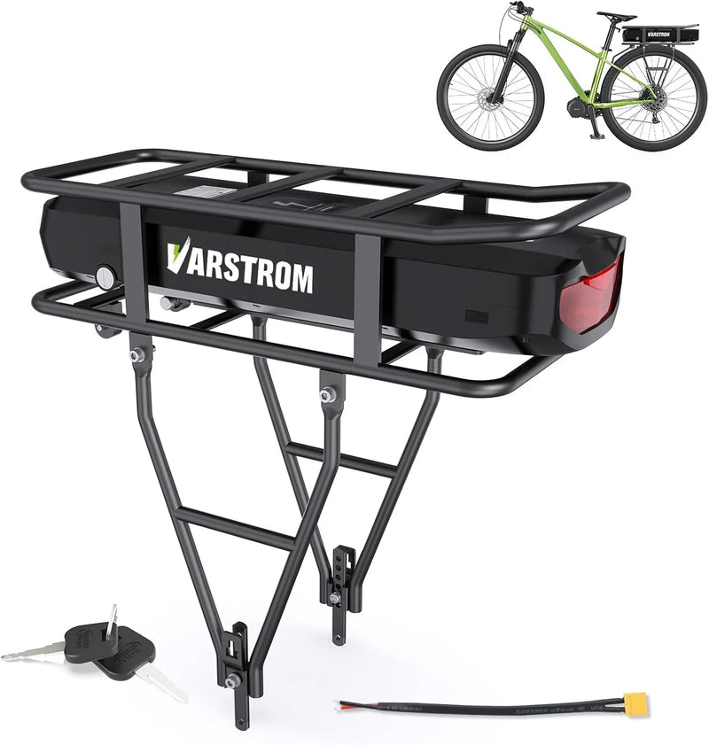 Ebike Battery 48V 17.5AH Lithium ion Rear Rack Battery for BAFANG/Voilamart/PEXMOR/AW 48V200W-1000W Ebike Kit,48V E Bike Batteries with Luggage Rack,Taillight,30A BMS,3A Fast Charger & Safety Lock K1310