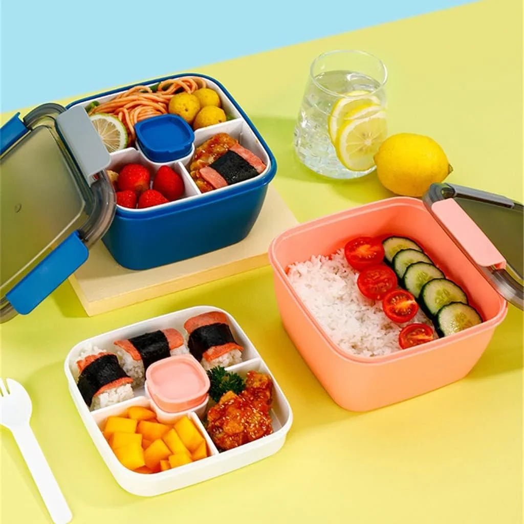 Lunch Bento Box Work Compartment Cute Ladies Microwave Portable Container Cutlery Picnic Set(E)