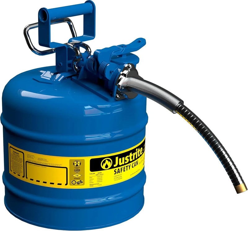 5-Gallon Type II Red Safety Gas Can – OSHA-Approved Steel Fuel Container with Flame Arrester, Self-Closing Lid & 1" Flexible Spout (7250130) W695