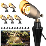 Solid Brass Outdoor Uplights & Accent Light Fixtures, Heavy Duty 12V Low Voltage LED Landscape Lighting Bronze, Wired Spotlights for Garden,Lawn,Patio and Yard Without LED Bulb (12 Pack)