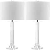 27" Modern Crystal Table Lamp 2-Pack with Linen Shade for Bedroom Living Room Home Office Desk Nightstand with LED Bulb Suitable Room, Dormitory, Office