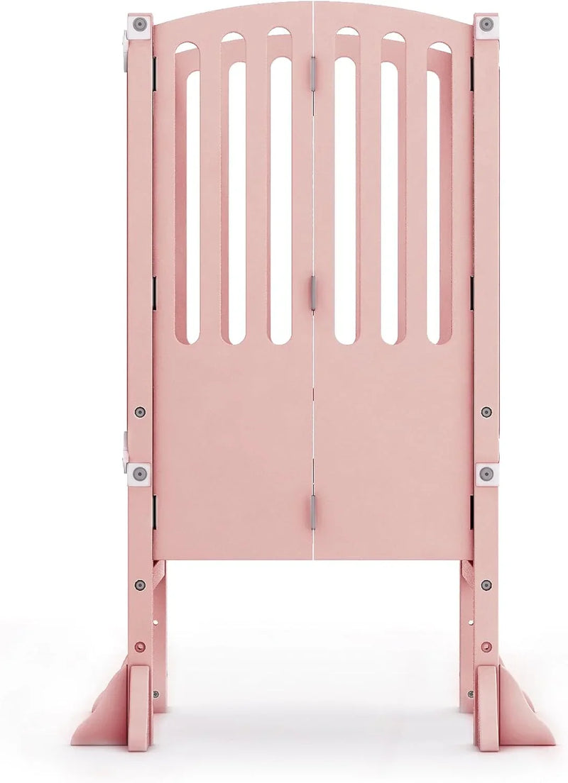 Infant Tower Stool - Modern Style - White: A foldable and height-adjustable Montessori wooden learning furniture with a fixed device I9779