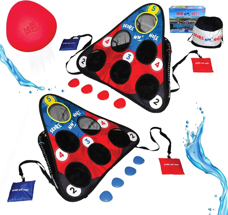 Fun Pool Game for Adults and Family | Stonne Skipping Meets Swimming Pool Cornhole Game Floating | Fun For All Ages, Easy Setup, Well Made | Portable Water and Lake Toy | Q6662