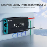 3000W Pure Sine Wave Inverter 12V DC to 120V AC Converter for Home, RV, Truck, Off-Grid Solar Power Inverter 12V to 110V with Built-in 5V/2.1A USB Port, AC Hardwire Port, Remote Controller