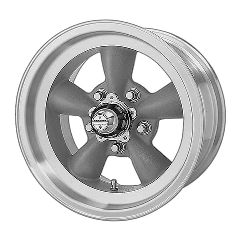 American Racing Vintage VN105 TORQ THRUST D VN105D 15X8.5 5X4.5 GRAY MACH-LP -25MM N9400