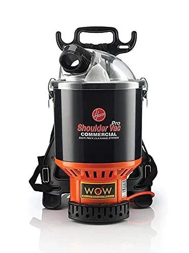 Hoover Commercial Shoulder Vac Pro Backpack Bagged Vacuum Cleaner, with HEPA Media Filter, Lightweight with Extra Long Cord, Chiropractic Design, for Carpet and Hard Floors, C2401, Black Y375