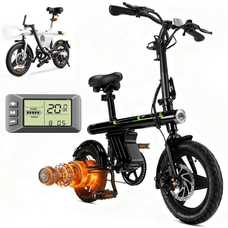 14 in Electric Bike for Adults,500W Folding E-Bike,Electric Commuter Mini Bikes,Electric Bicycles with 36V Removable Battery,Black R3526
