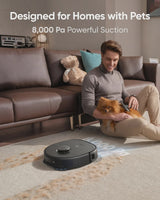 eufy restored X10 Pro Omni Robot Vacuum and Mop Combo, 8,000 Pa Suction, Dual Mops, Auto Mop Washing, Auto Drying, Self-Emptying (Refurbished...