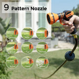 Tool-extendable garden hose reel, inner diameter 1/2 inch, length 155 inches, equipped with 5-foot extension hose, sturdy and durable, lockable at any length, slow retraction system, wall-mounted design, 180-degree rotating bracket