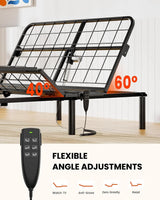 Amada Full Adjustable Bed Frame, Electric Base with Wireless Remote, 4 USB Ports, LED Night Light, Head & Foot Incline, Zero Gravity, Anti-Snore - 01B-F