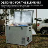 FM-65G 65 Quart Portable Refrigerator and Deep, AC 110V/ DC 12V, Real Chest Freezer for Car, Home, Camping, and RV with-8掳F to 50掳F Temperature Range, Gray, One Size