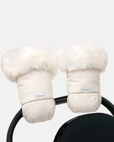 Warmmuffs - White Fur and Beige Heather