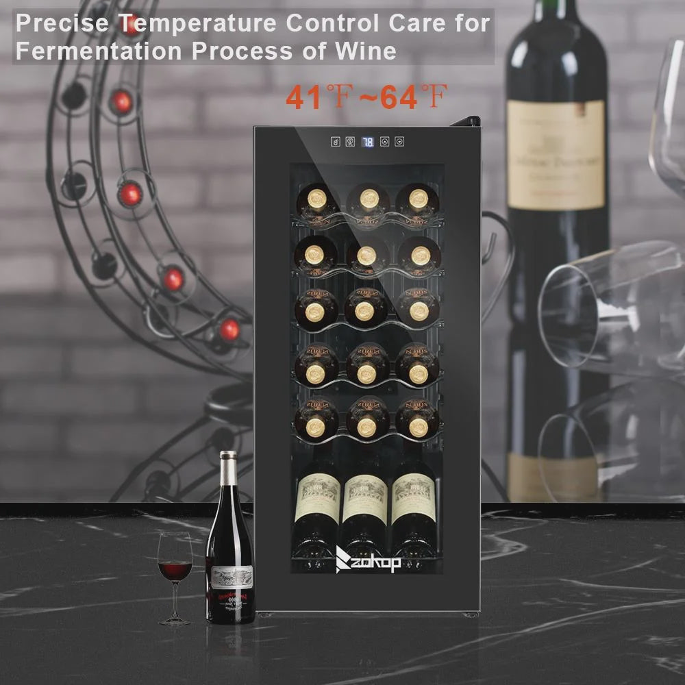Zimtown 1.8Cu.Ft 18Bottle Compressor Wine Cooler Refrigerator Freestanding Compact Mini Wine Fridge