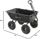 Heavy Duty Poly Utility Dump Wagon Garden Cart w/Pneumatic Tires, 6 Cu Ft - 1200 lb Capacity Outdoor Wheelbarrow for Yard, Landscaping & Gardening, Lawn Tractor or ATV Towable- Carts