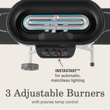 RoadTrip Portable Stand-Up Propane Grill with 3 Adjustable Burners & Instastart Ignition, 20,000 BTUs of Power for Outdoor Cooking