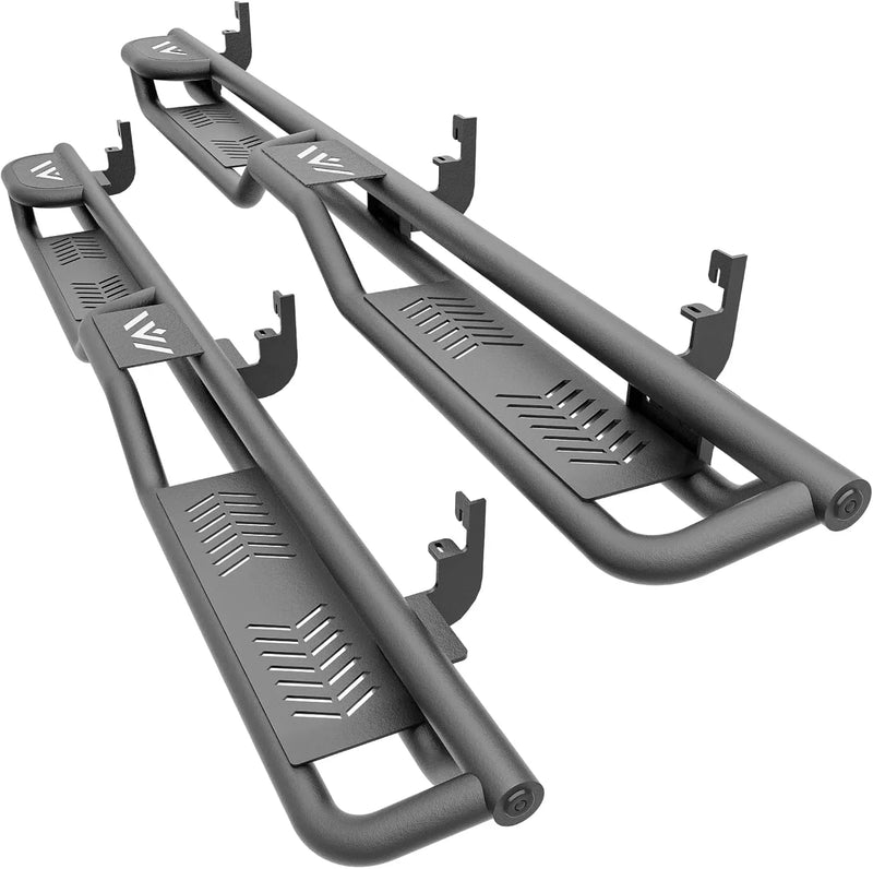 Three Raised Steps Running Boards Side Steps Compatible for 2015-2025 Colorado & GMC Canyon Crew Cab (4 Full Size Doors), Two Stairs Design Bolt-on Side Rails Step Bar B9349