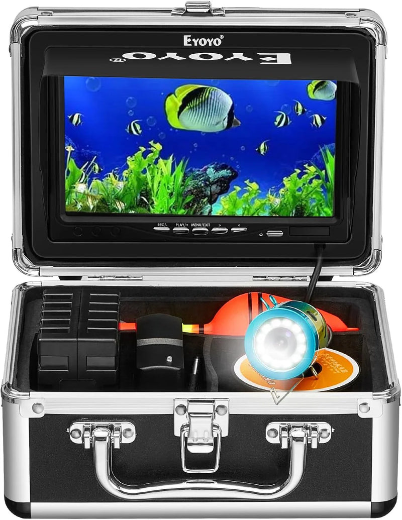 Underwater fishing photography and videography camera, underwater fish detector, fishing photography and videography camera on land/water/river/ice surface, 1000TVL resolution, 7-inch display screen, built-in 12 white lights, 15-meter long cable N4801