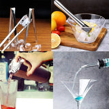 17pc Stainless Steel Cocktail Shaker Set Ice Strainer Clip Mixing Spoon Measure Cup Bar Tools Cocktail Set Can Opener Ice Shovel
