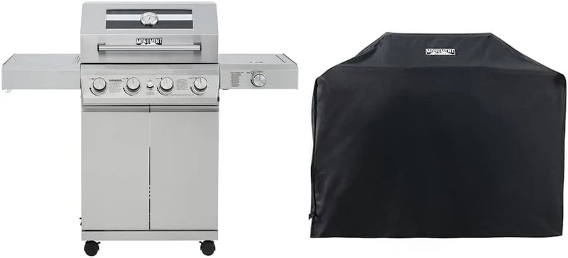 Larger 4-Burner Propane Gas Grills bbq Stainless Steel Heavy-Duty Cabinet Style with Knob Controls Side Burner Mesa 400m T4424
