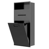 6.2 Gallon Bathroom Trash Can Tilt Out Trash Bin Cabinet, Hidden Trash Can Cabinet Recessed Wall Mounted Stainless Steel with Toilet Paper Holder for Bathroom/Bedroom/Office/Kitchen, Black