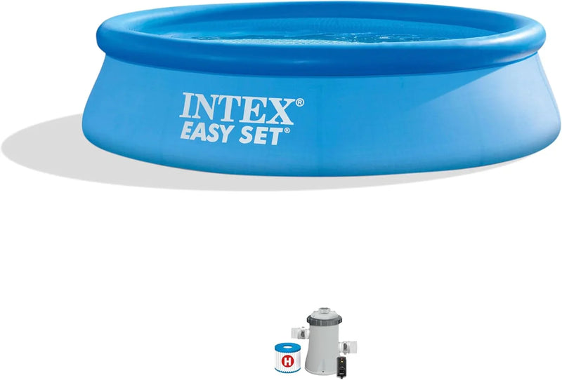 28167EH Easy Set Inflatable Swimming Pool Set: 15ft x 48in – Includes 1000 GPH Cartridge Filter Pump – Removable Ladder – Pool Cover – Ground Cloth W7576