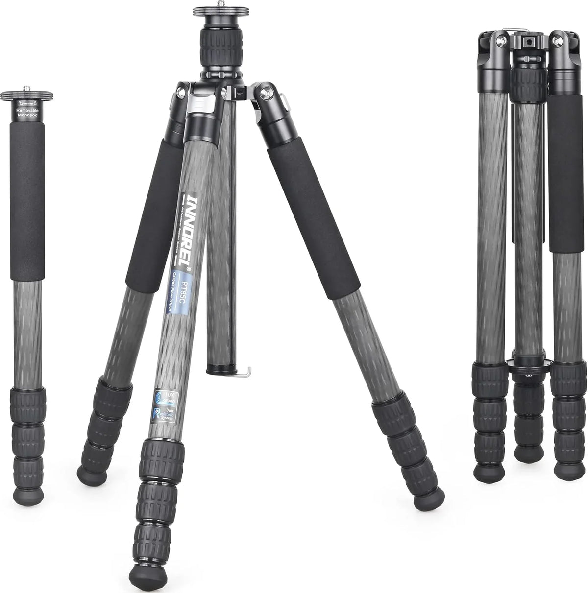 Super professional bracket, with low center of gravity, featuring low gravity effect, 360-degree rotating panoramic spherical connector, and green camouflage leg covers, suitable for digital single-lens reflex cameras.
