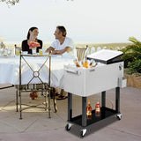 Portable 80 Quart Rolling Ice Chest with Shelf