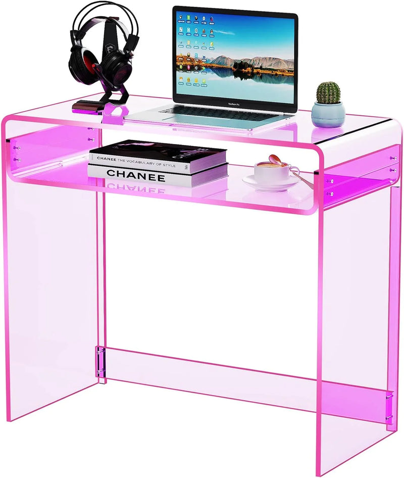 Acrylic Desk Laptop Workstation Study Table Home Office Console Table Entrance Tables Decor (Green) H518