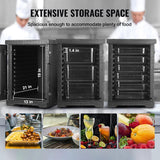 Food tray transportation box, 95-gallon insulated box for the catering industry, LLDPE food tray box with double clasps, front-mounted food heater with handle, suitable for stacking end loaders in restaurants, canteens, etc. black