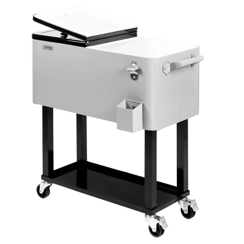 Portable 80 Quart Rolling Ice Chest with Shelf W1670