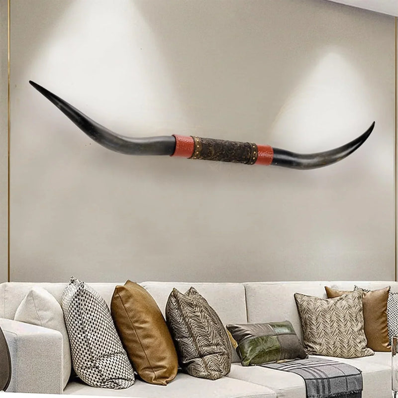 70" Long Horn Bull Horns, Longhorn Skull Wall Decor, Faux Taxidermy, Rustic Animal Head Wall Art, Living Room Decor O1494