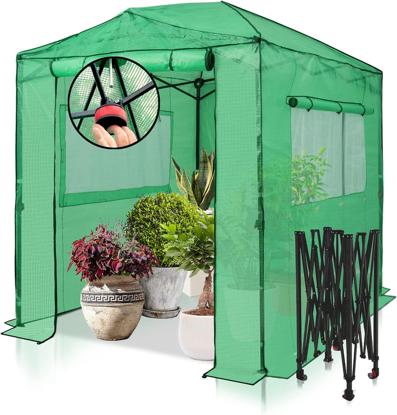 PEAK 8x6 Portable, Heavy-Duty, Walk-in Pop-up Greenhouse, Indoor Outdoor Gardening Green House O3858