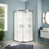 Bath Taylor Frameless Acrylic Base & Walls Shower Enclosure Kit with Sliding Door & Shelves, White
