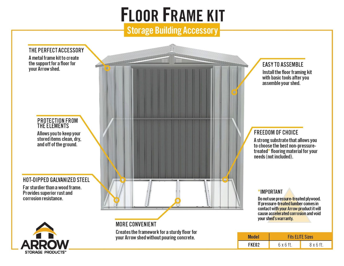 Arrow Floor Frame Kit for Arrow Elite 6x6-ft and 8x6-ft Sheds