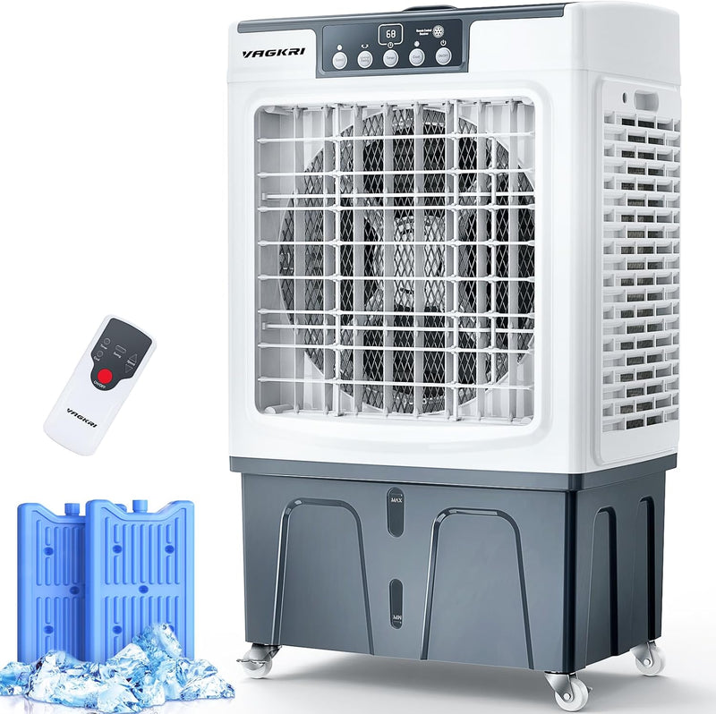 Evaporative Cooler, 2100CFM Air Cooler, 120°Oscillation Swamp Cooler with Remote Control, 24H Timer, 3 Wind Speeds for Outdoor Indoor Use,8 Gallon N1036
