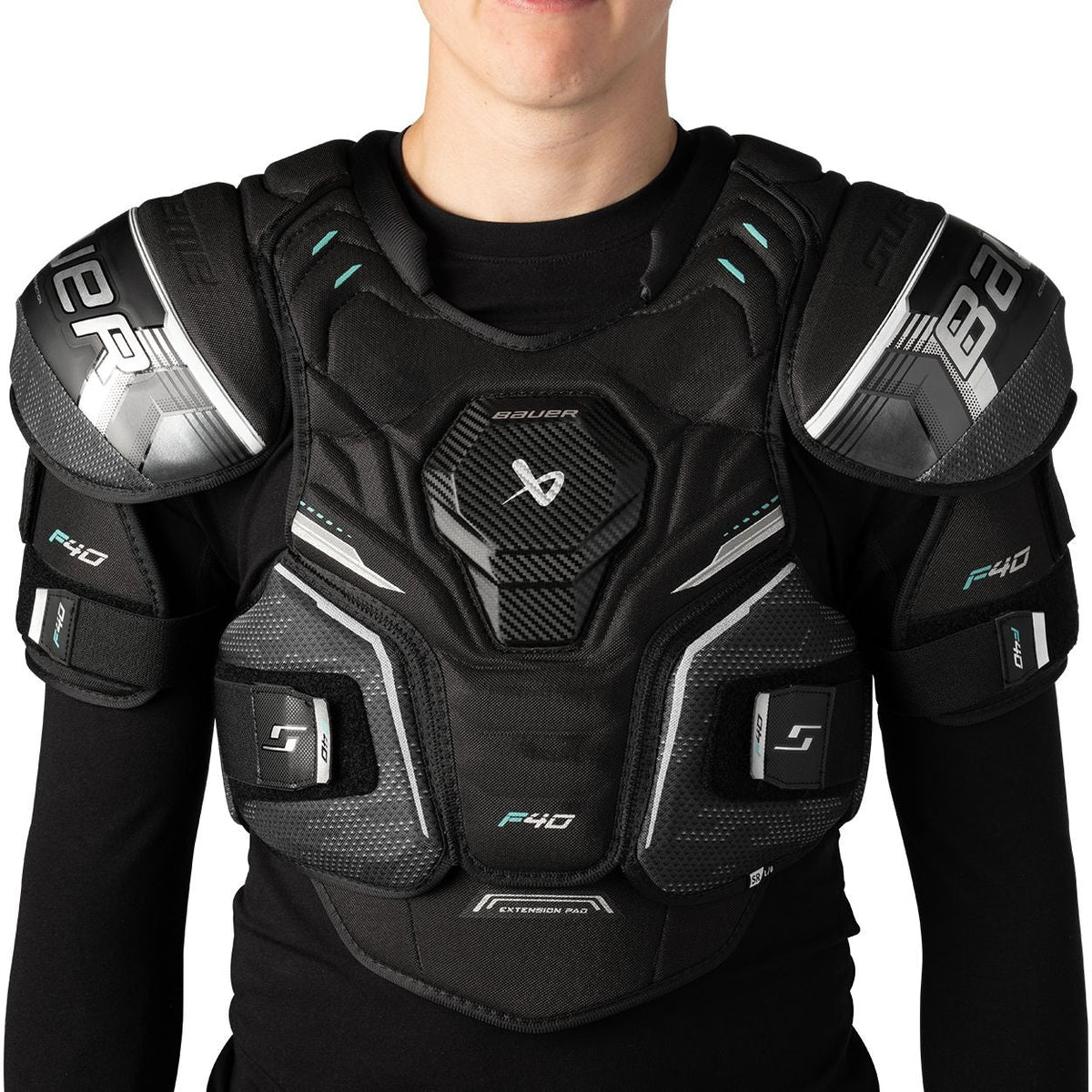 Supreme F40 Hockey Shoulder Pads, Intermediate, Black, Assorted Sizes