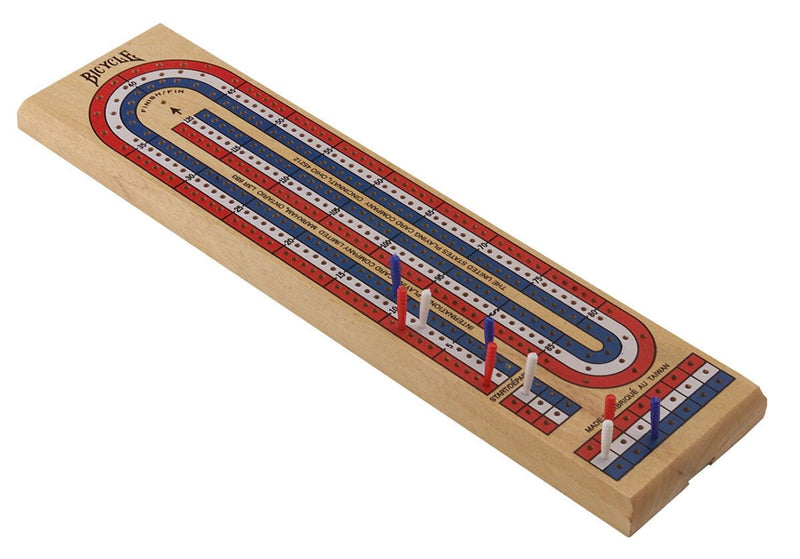 Bicycle 3-Track Color Coded Wooden Cribbage Board, Ages 14+ Q2757