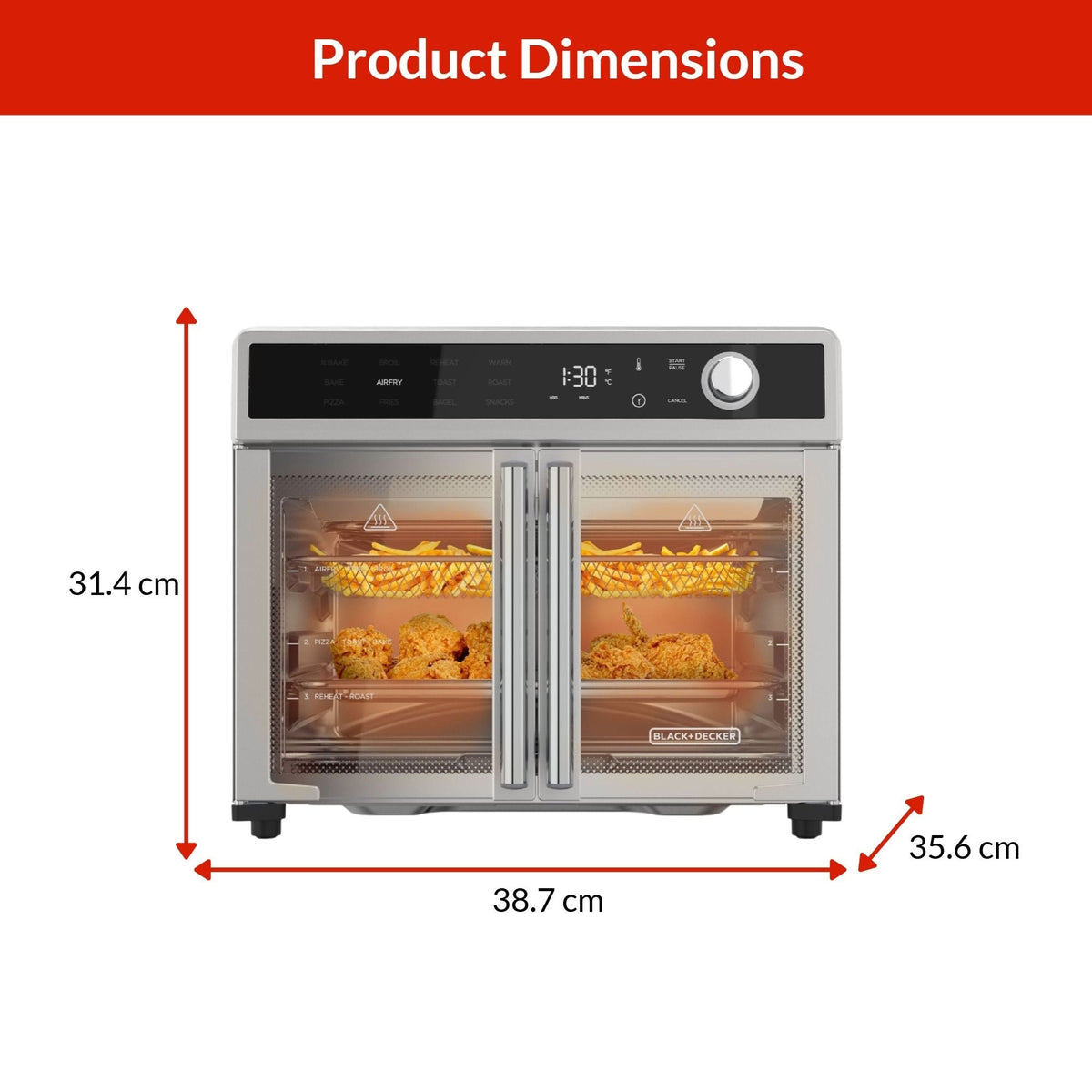 12-in-1 French Door Digital Countertop Convection Oven with Air Fry, 6-Slices