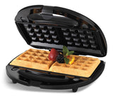 4-in-1 Round Compact Waffle Maker with Interchangeable Plates & Indicator Lights