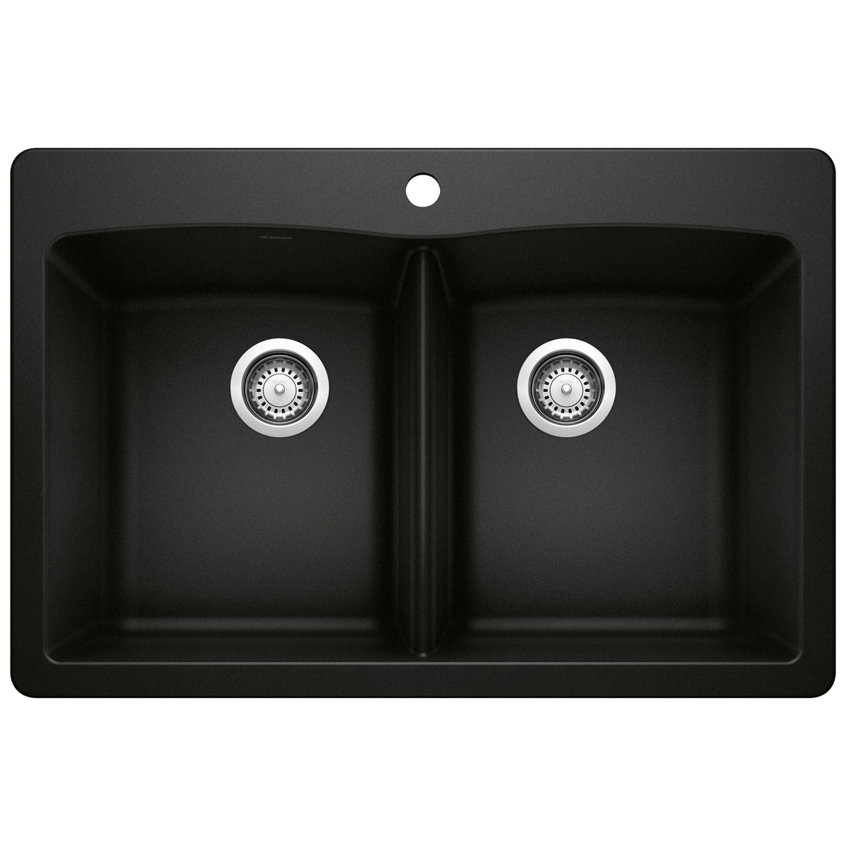 50/50 Double Bowl Dual Mount Kitchen Sink, Black, 33-in