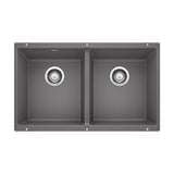 Precis 29-in 50/50 Double Bowl Undermount Kitchen Sink, Cinder
